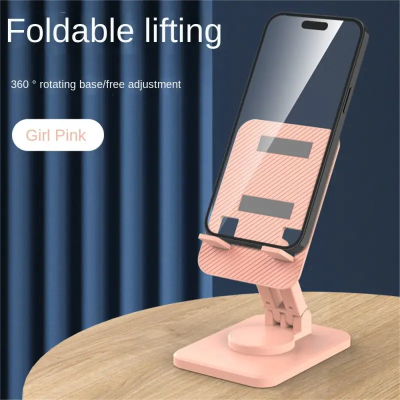 the pink phone stand with a phone on it