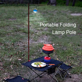 portable camping table with a lamp