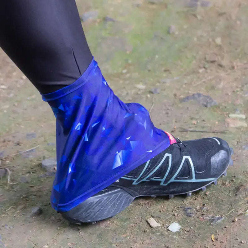 a person wearing a pair of shoes with blue socks