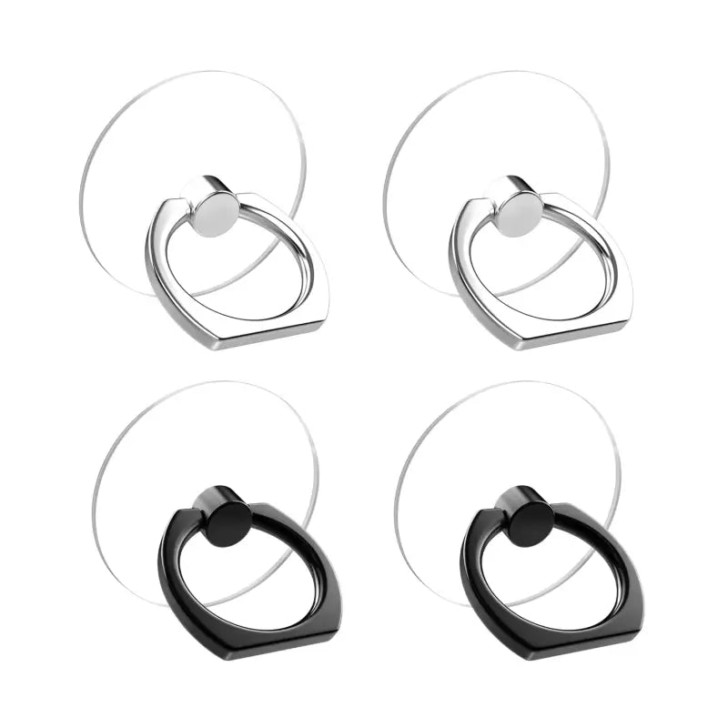 four black metal rings with a white background