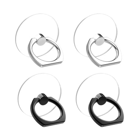 four black metal rings with a white background