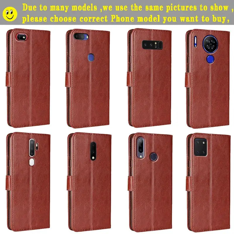 a close up of a set of four different cases with a phone in them