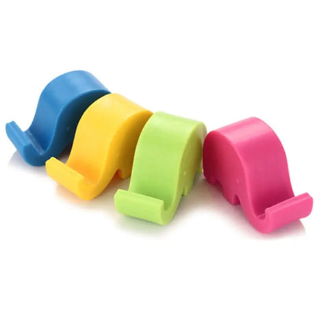 a set of four colorful plastic clips