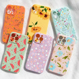 a set of four phone cases with colorful floral designs