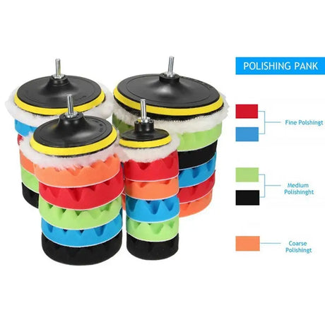 a set of four colorful plastic polishers