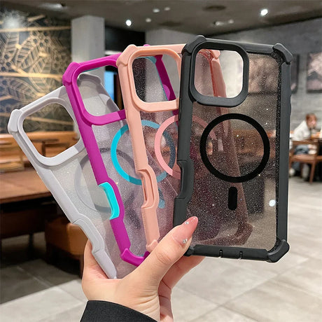 Four colorful, protective phone cases.