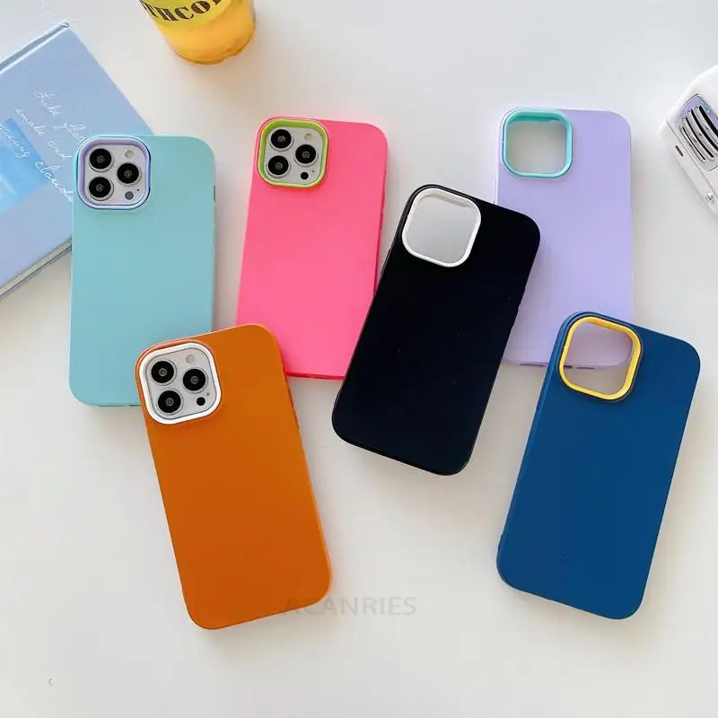 a group of four cases with a phone in the middle