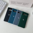 Four Google Pixel phone cases in different colors.