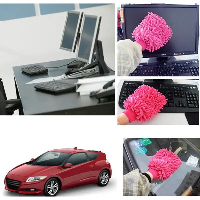 arafed collage of photos of a car, a laptop, a glove, and a car