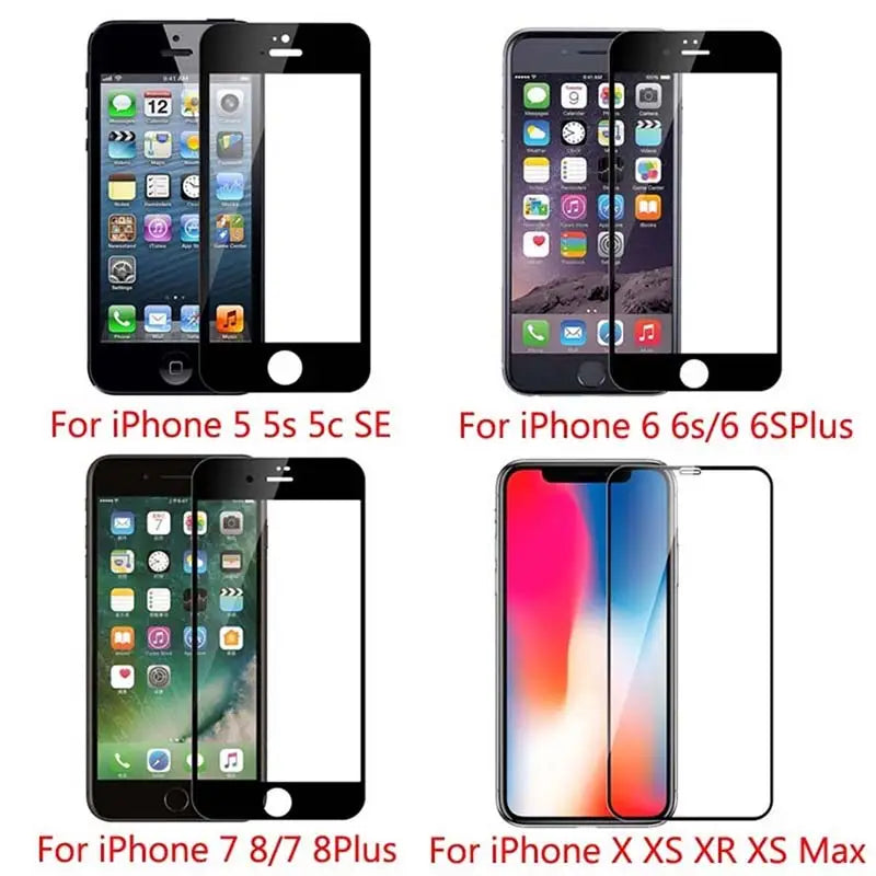 a set of four iphones with different screen sizes and colors