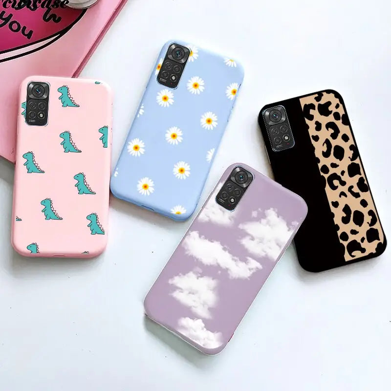 a phone case with a leopard, leopard and daisy