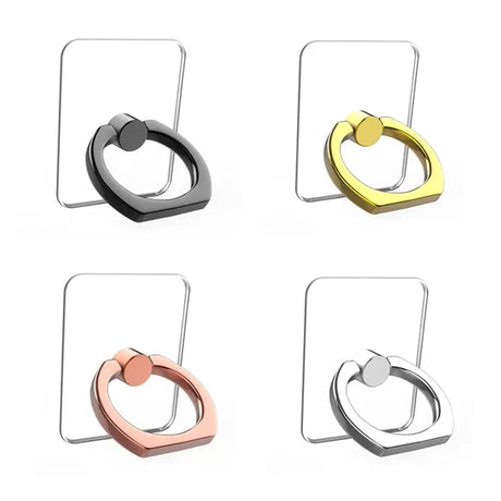 four different metal rings on a white background