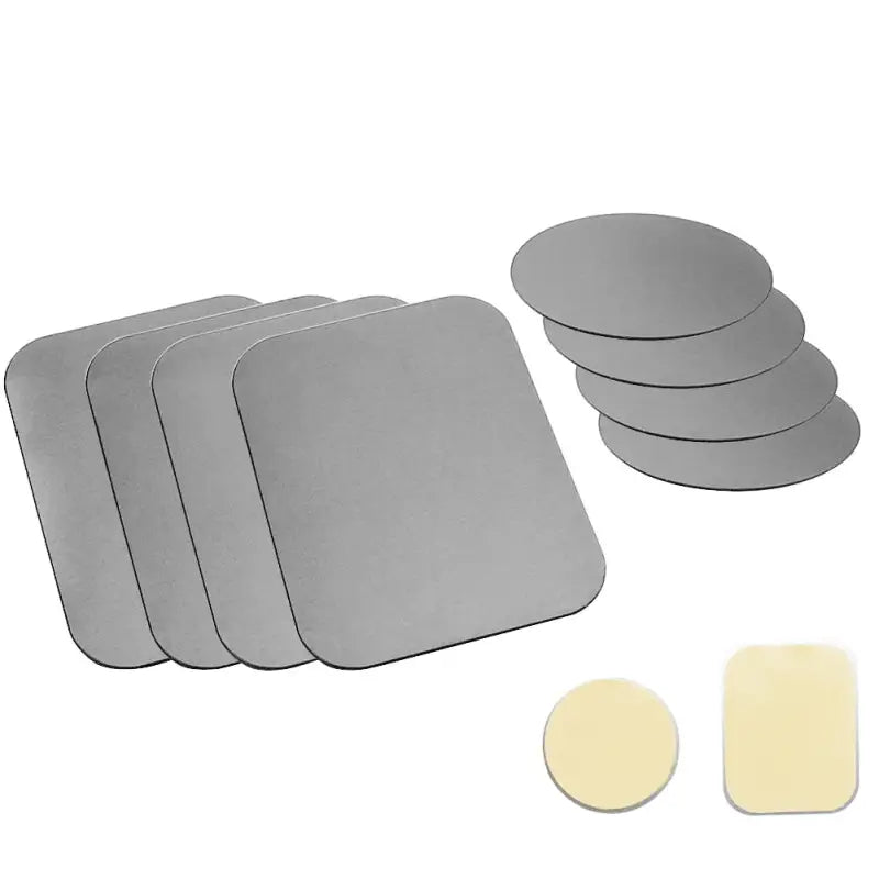 a set of four round coasters with a white background