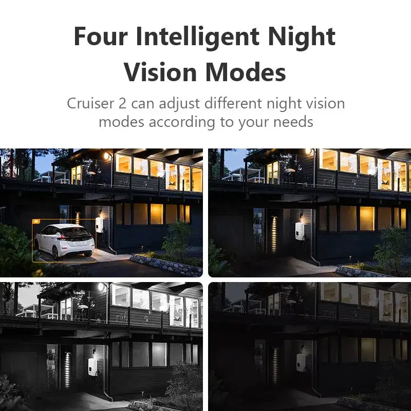 four different shots of a house at night
