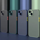 Four smartphones with multi-lens camera setups and colorful side accents.