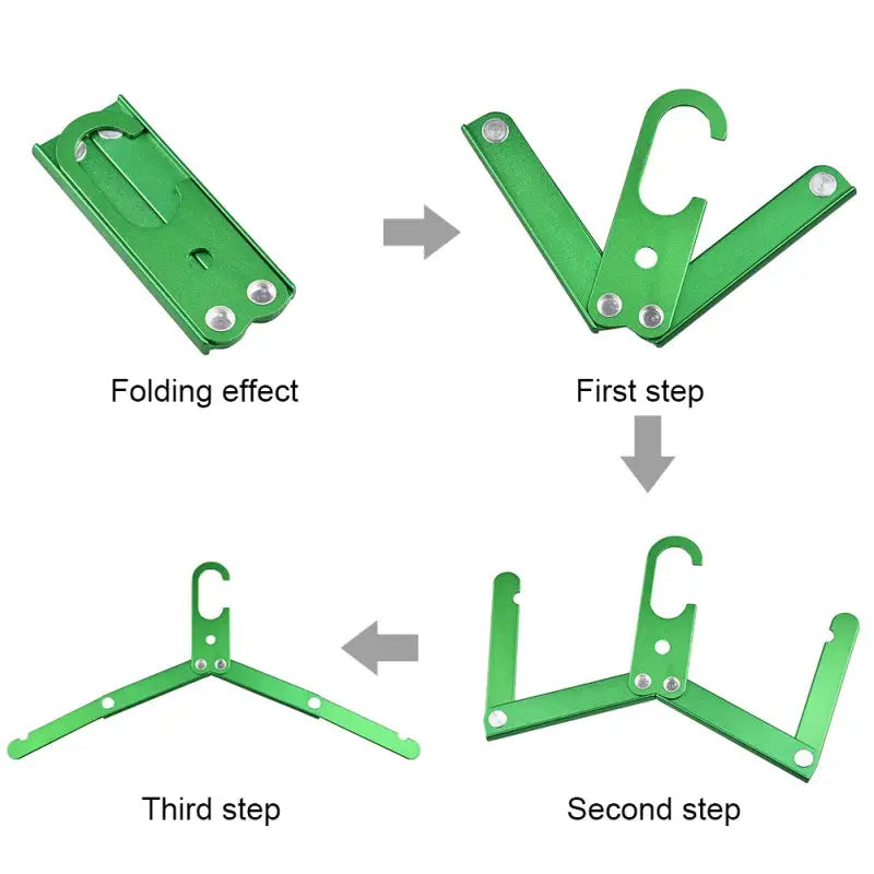 the four parts of the green plastic mounting system