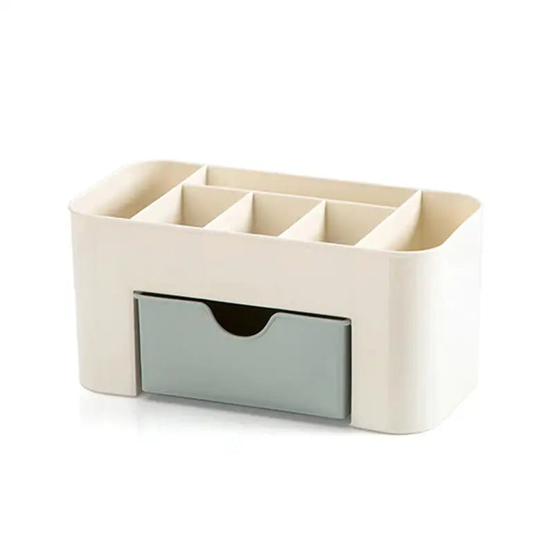 a white and grey desk organizer with two compartments