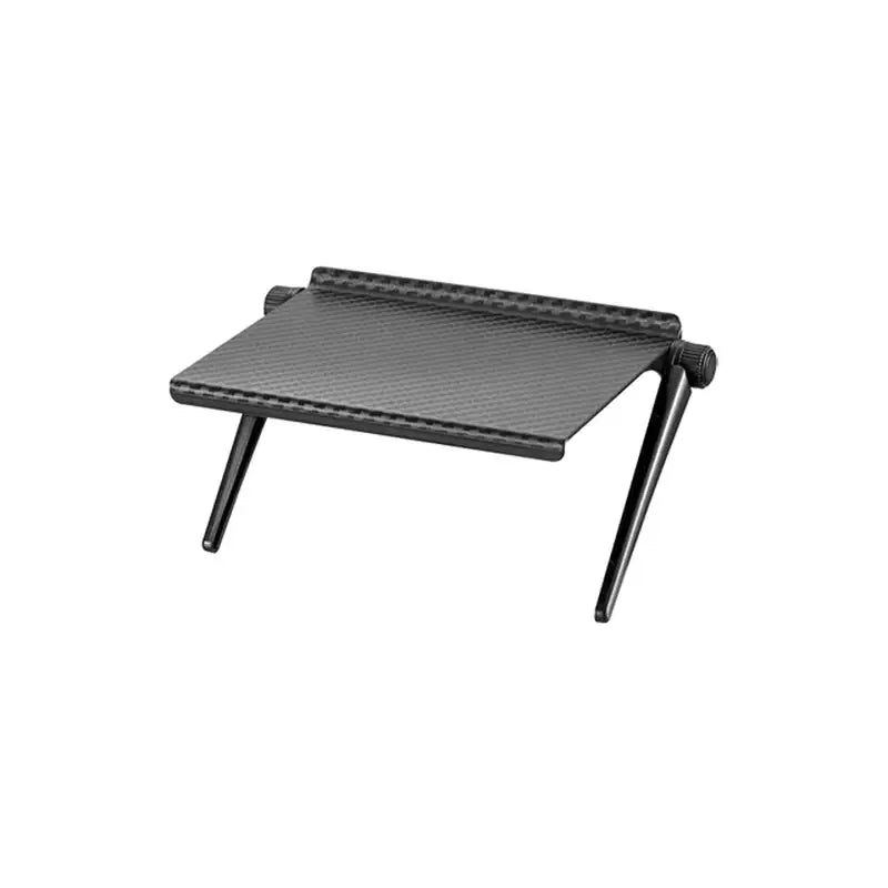 a black table with a black top and legs