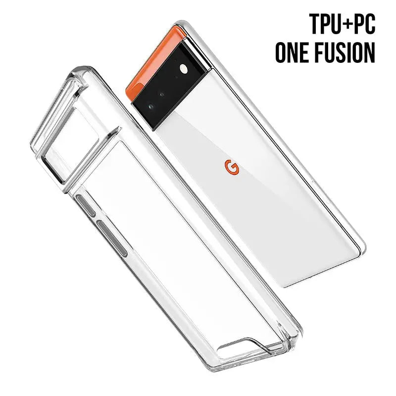 the back of a clear case with a phone inside