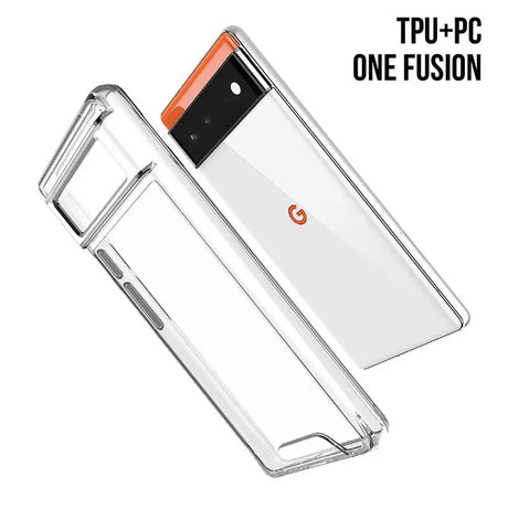 the back of a clear case with a phone inside