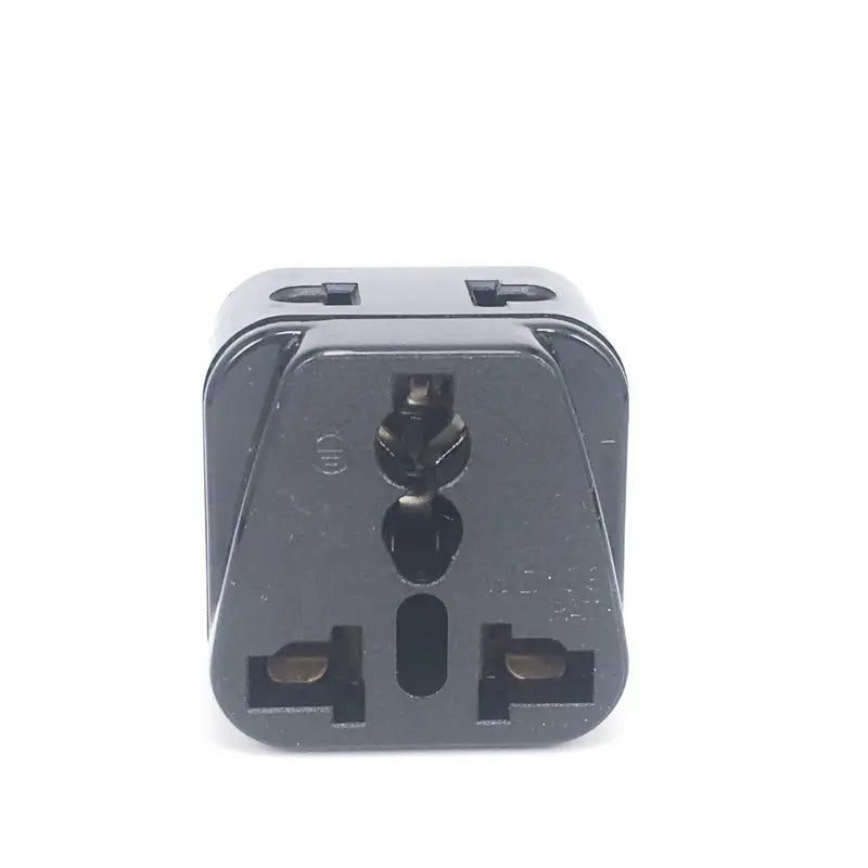 a black plug with a white background