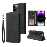 the black leather wallet case with a phone holder