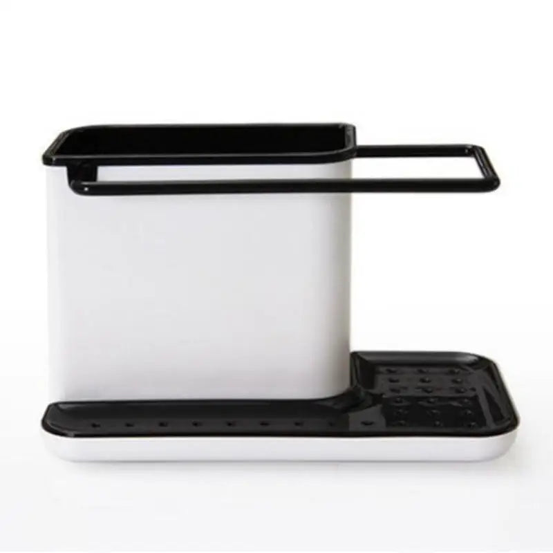 a white and black plastic container with a black lid