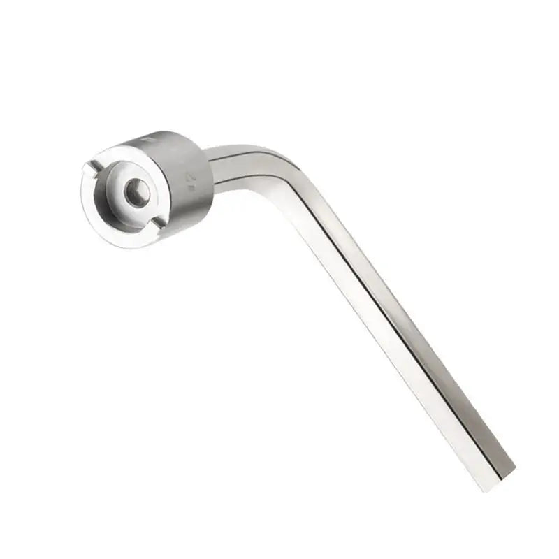 a stainless towel hook with a white background