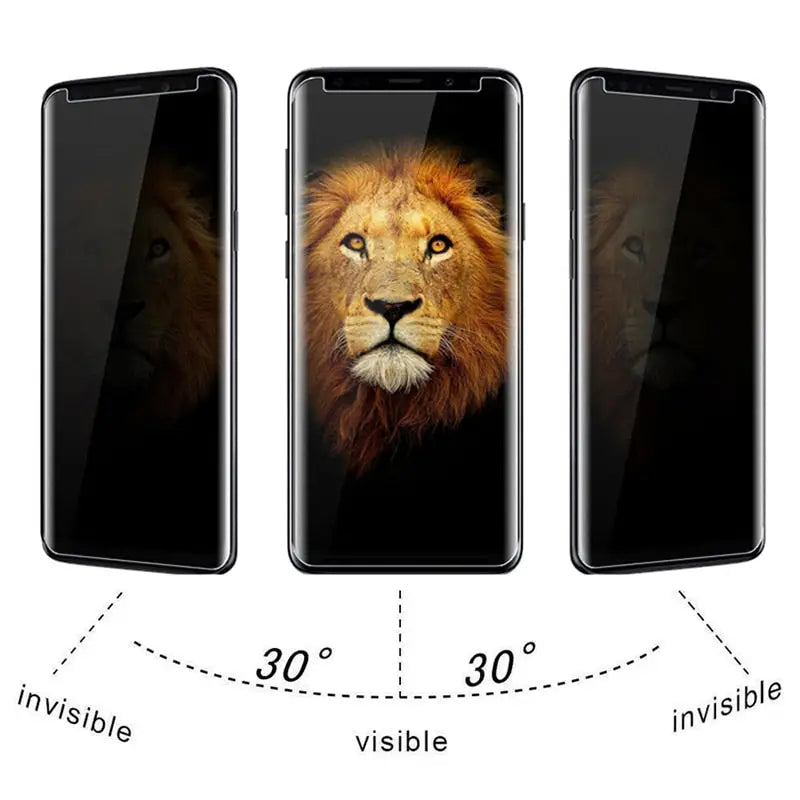 the front and back of a black galaxy s9 with a lion face on it