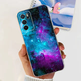 a person holding a phone case with a galaxy design