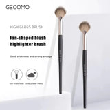 a pair of makeup brushes with the words high gloss highlight brush