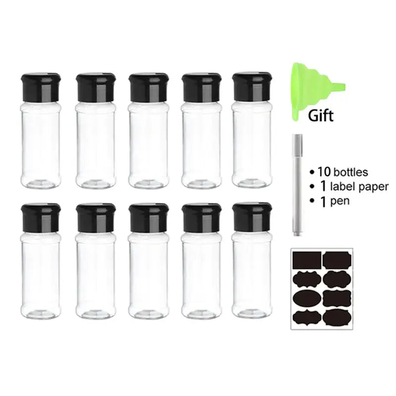 10 pcs clear glass vials with black caps