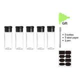 5 piece glass bottle with black cap and black cap