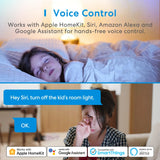 a girl laying on a bed with the words voice control