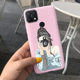 a girl with a camera phone case