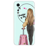 a girl with a suitcase and a heart on her back case for the samsung s4