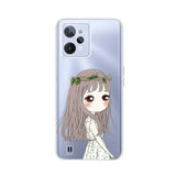 a girl with long hair wearing a flower crown phone case