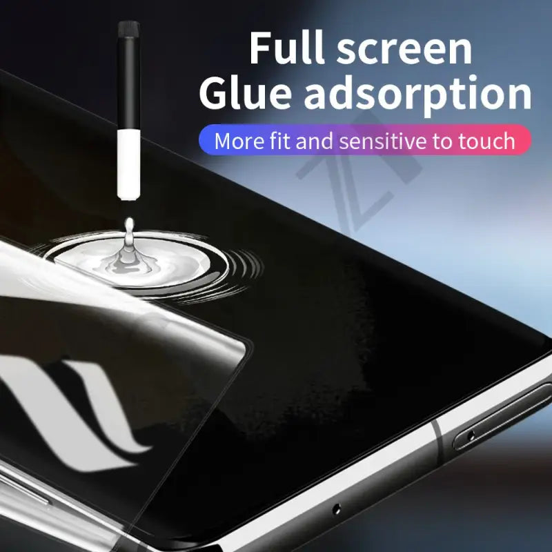 the glass screen protector is shown on the back of a smartphone