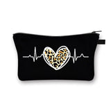 leopard heart zipper pouch