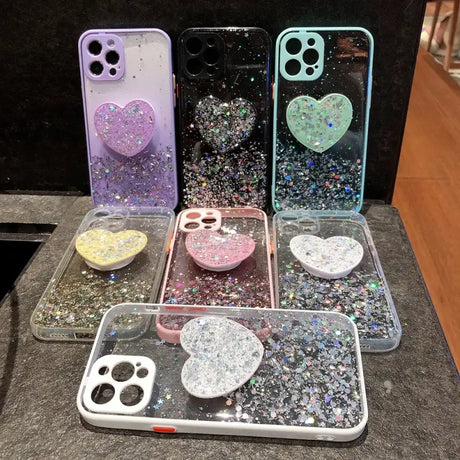 Glitter heart phone case