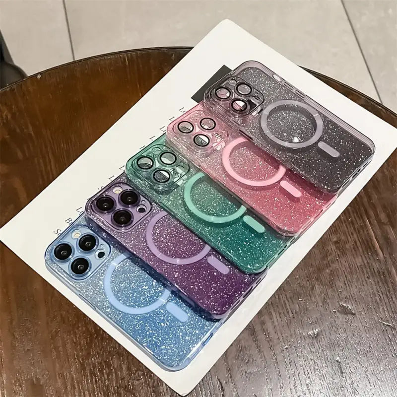 a phone case with glitter glitters on it
