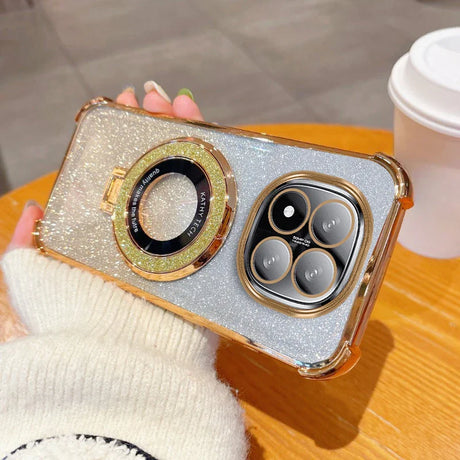 Glittery gold-trimmed phone case.