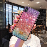 Glittery, rainbow-colored smartphone case with a sparkly gradient effect.