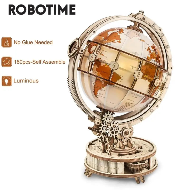 a globe with a clock on top of it