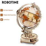 a globe with a clock on top of it