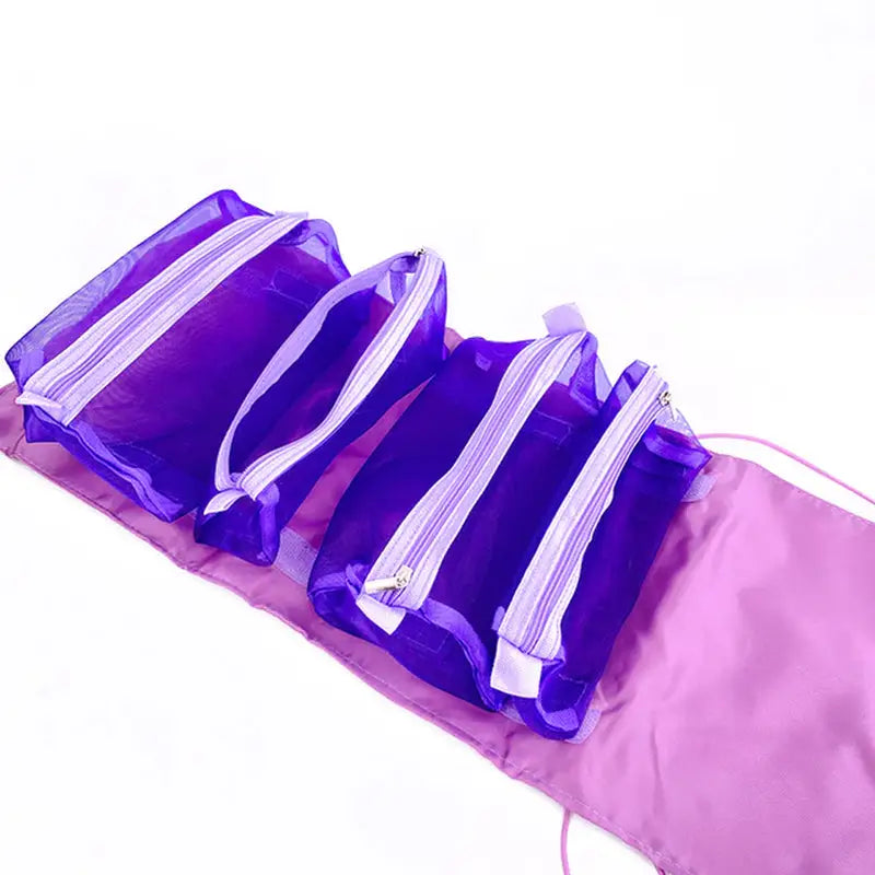 a purple bag with two purple bags inside