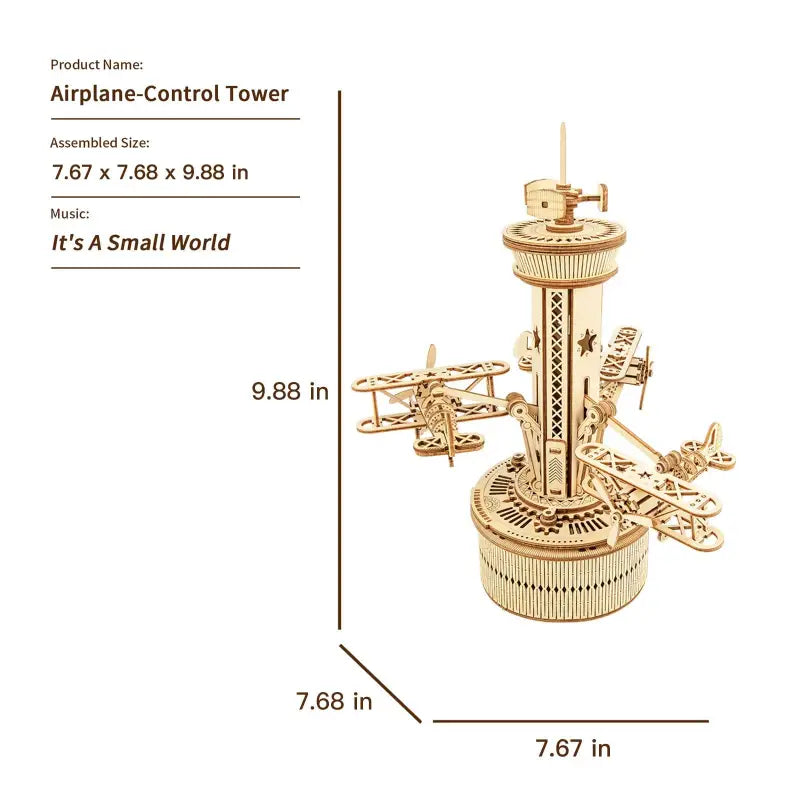 the golden airplane tower is shown with the measurements of the model