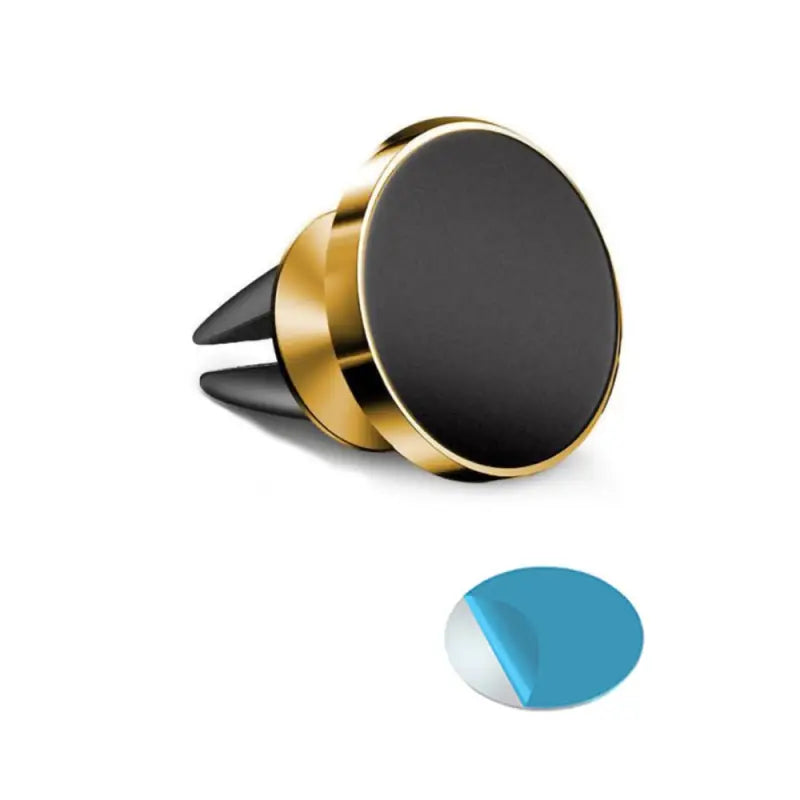 a black and gold ring with a blue circle