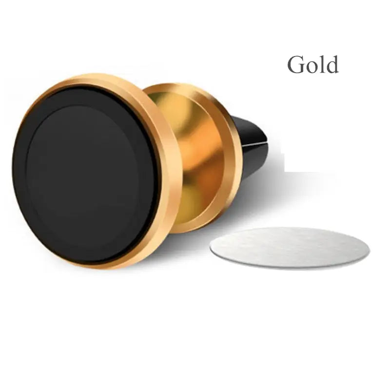 a gold and black metal screw with a round black knob