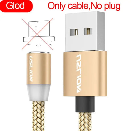 a gold colored cable with a black and white braid